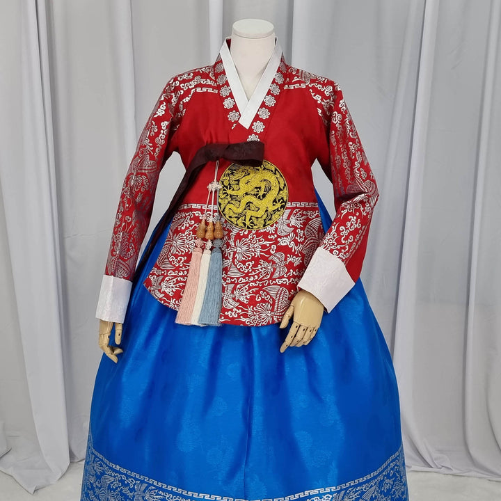 Korean Traditional Woman Personal Custom Hanbok Wedding Party Ceremony High Quality Print Dangui 당의 Queen Princess Design Hanbok Red Blue OSW145