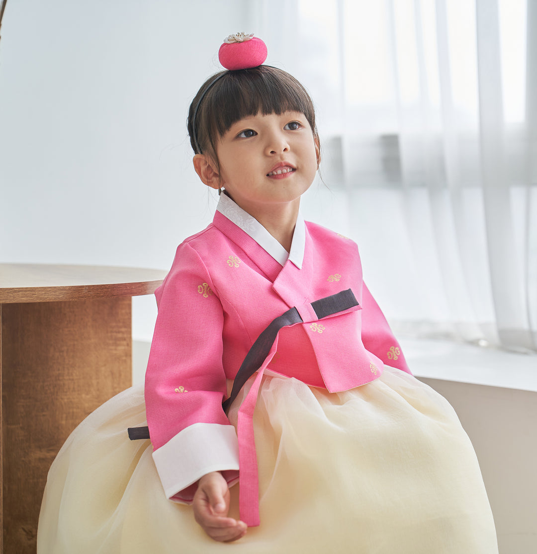 Hanbok Girl Baby Korea Traditional Clothing Set First Birthday Celebration Party 100th Birth Celebration 1-10 years Pink Yellow