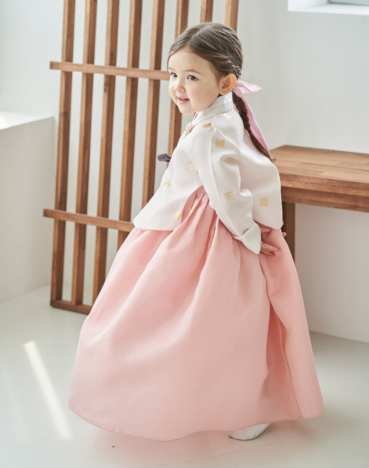 Hanbok Dress Girl Baby Korea Traditional Clothing Set First Birthday Celebration Party Celebration 1–8 Years Ivory Pink OS103