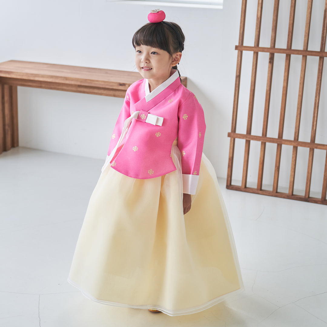 Hanbok Girl Baby Korea Traditional Clothing Set First Birthday Celebration Party 100th Birth Celebration 1-10 years Pink Yellow