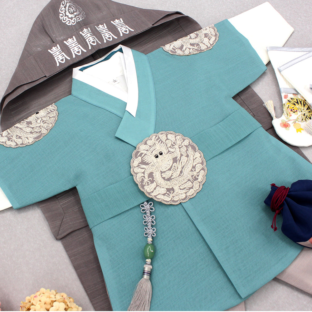 Korean Traditional Boy Baby Hanbok Dol Baikil Party Celebration 100th-10 Years&nbsp; Green DDB109