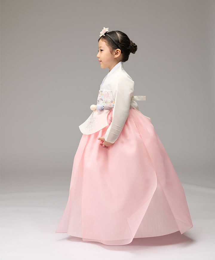 Hanbok Girl Baby Korea Traditional Clothing Set First Birthday Celebration Party Celebration 1–8 years Ivory Peach Embroidery DGH108