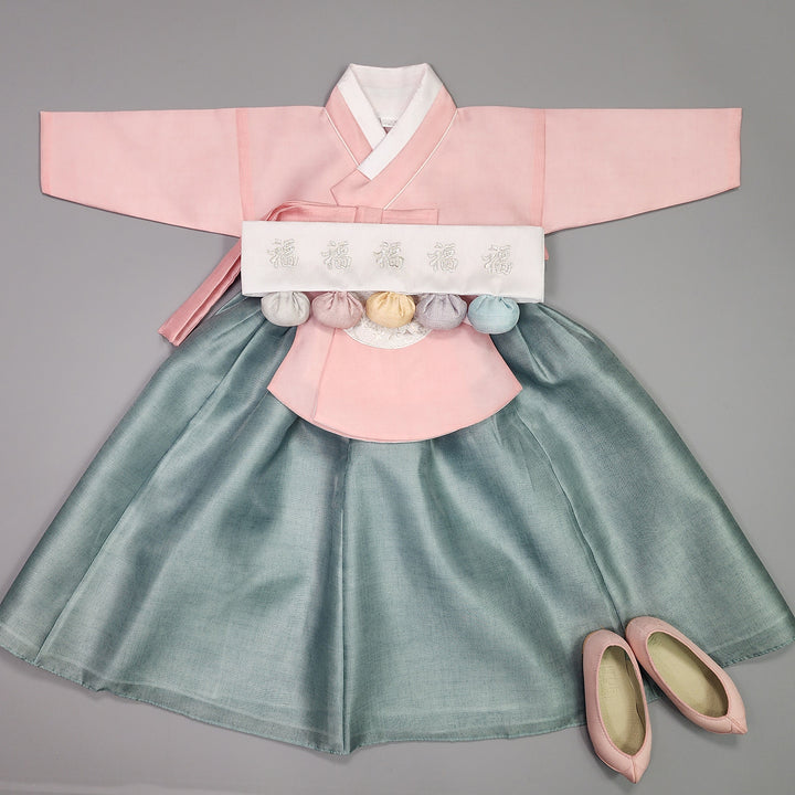 Hanbok Girl Baby Korea Traditional Clothing Set First Birthday Celebration Party 100th Birth1–15 years Pink Green HG106