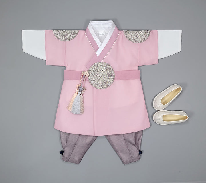 Korean Traditioanl Boy Baby Hanbok Dol Baikil Party Celebration 100th-8 Ages Pink Kings Design