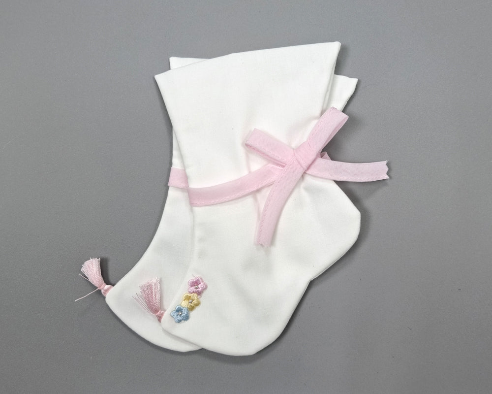 Korean Traditional Boy Girl Baby Hanbok Socks Beoseon 버선 White Ribbon Baikil Dol 1 Year SOC018