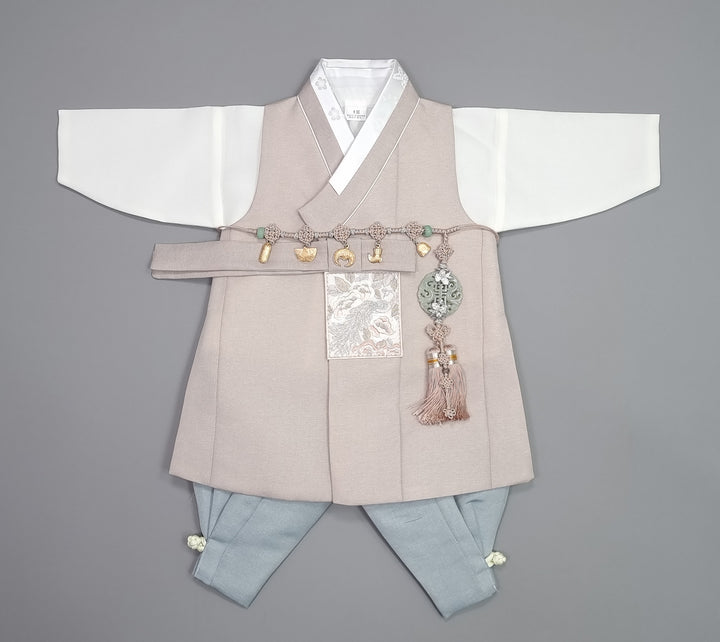 Hanbok Boy Baby Korea Traditional Clothing Set First Birthday Celebration Party 100th Birth Celebration 1–15 years Baby Beige HGB111