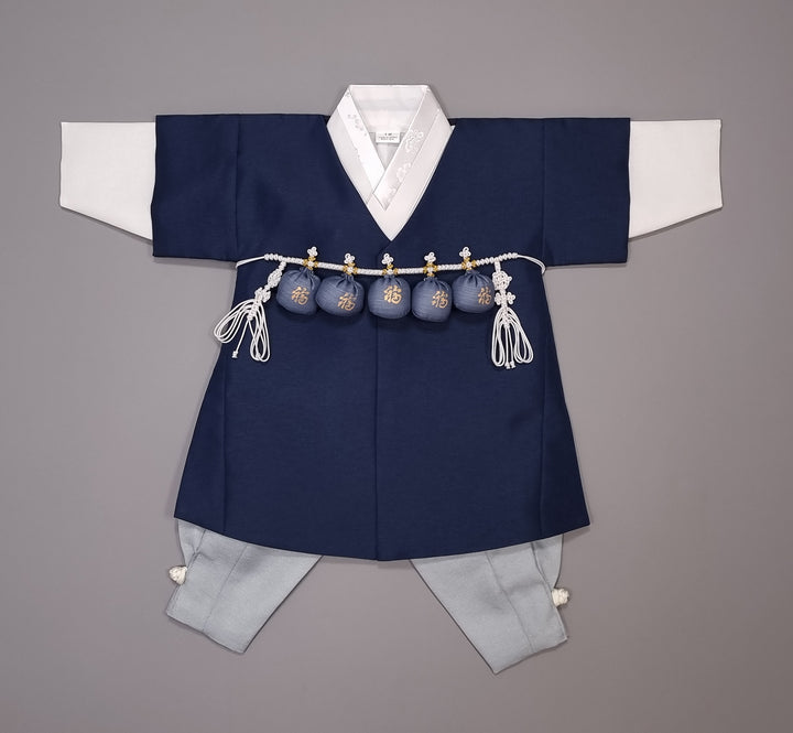 Korean Traditional Boy Baby Hanbok Dol Baikil Party Celebration 100th-10 Ages Navy HGB116