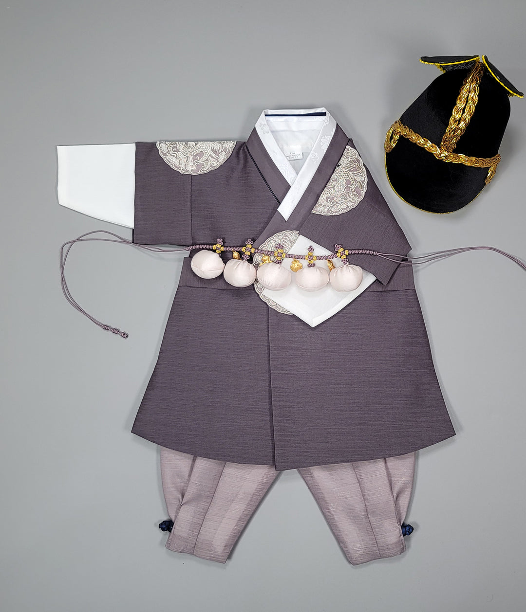 Korean Traditioanl Boy Baby Hanbok Dol Baikil Party Celebration 100th-8 Ages Gray Kings Design