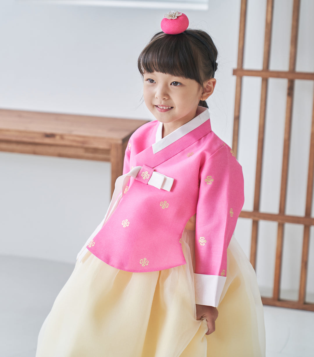 Hanbok Girl Baby Korea Traditional Clothing Set First Birthday Celebration Party 100th Birth Celebration 1-10 years Pink Yellow