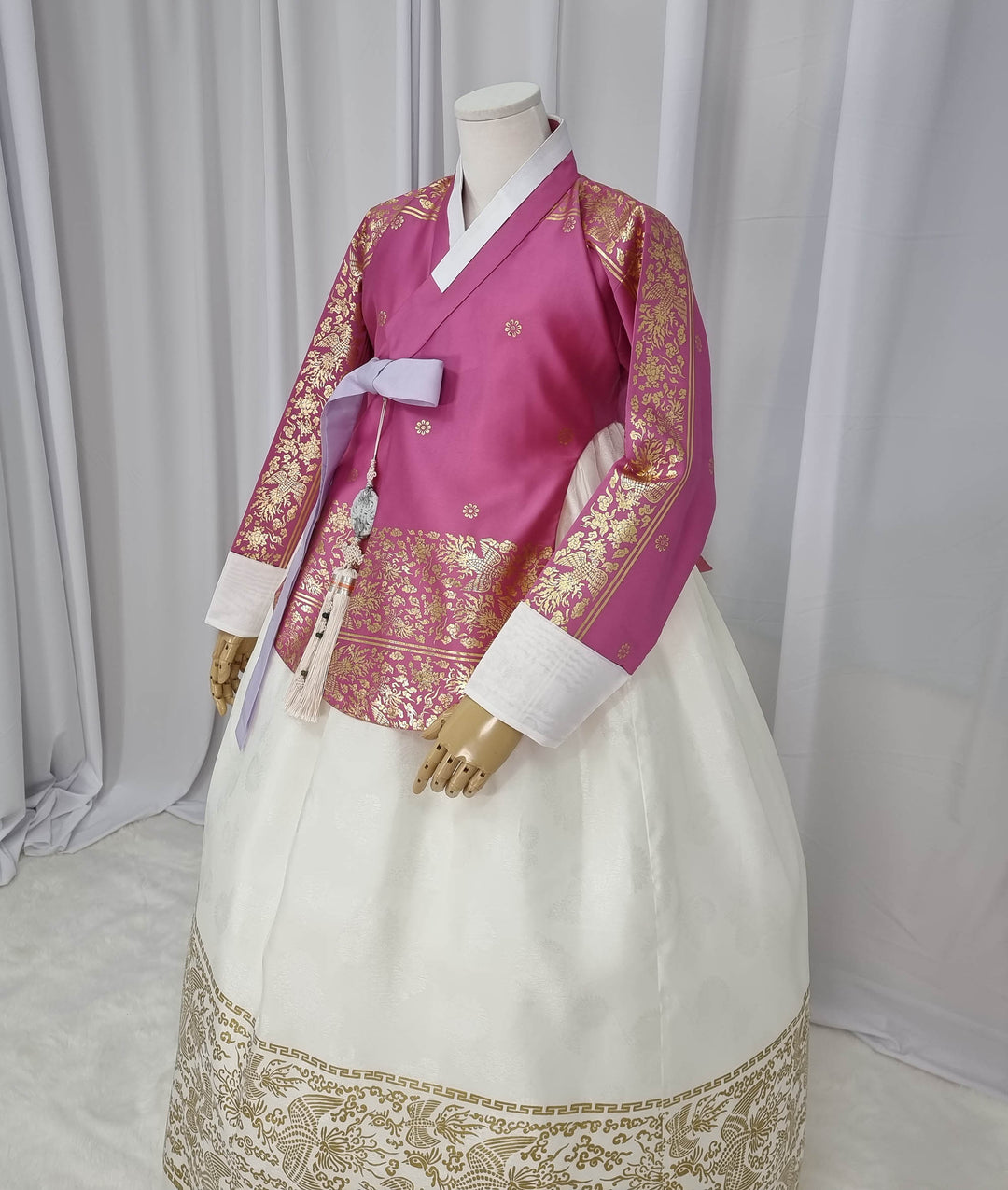 Korean Traditional Woman Personal Custom Hanbok Wedding Party Ceremony High Quality Print Dangui 당의 Queen Princess Design Hanbok Pink Ivory OSW146