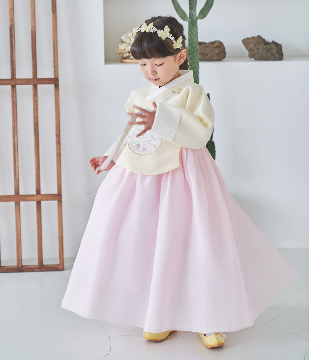 Hanbok Girl Baby Korea Traditional Clothing Set First Birthday Celebration Party 100th Birth Celebration 1-10 years Light Pink Yellow