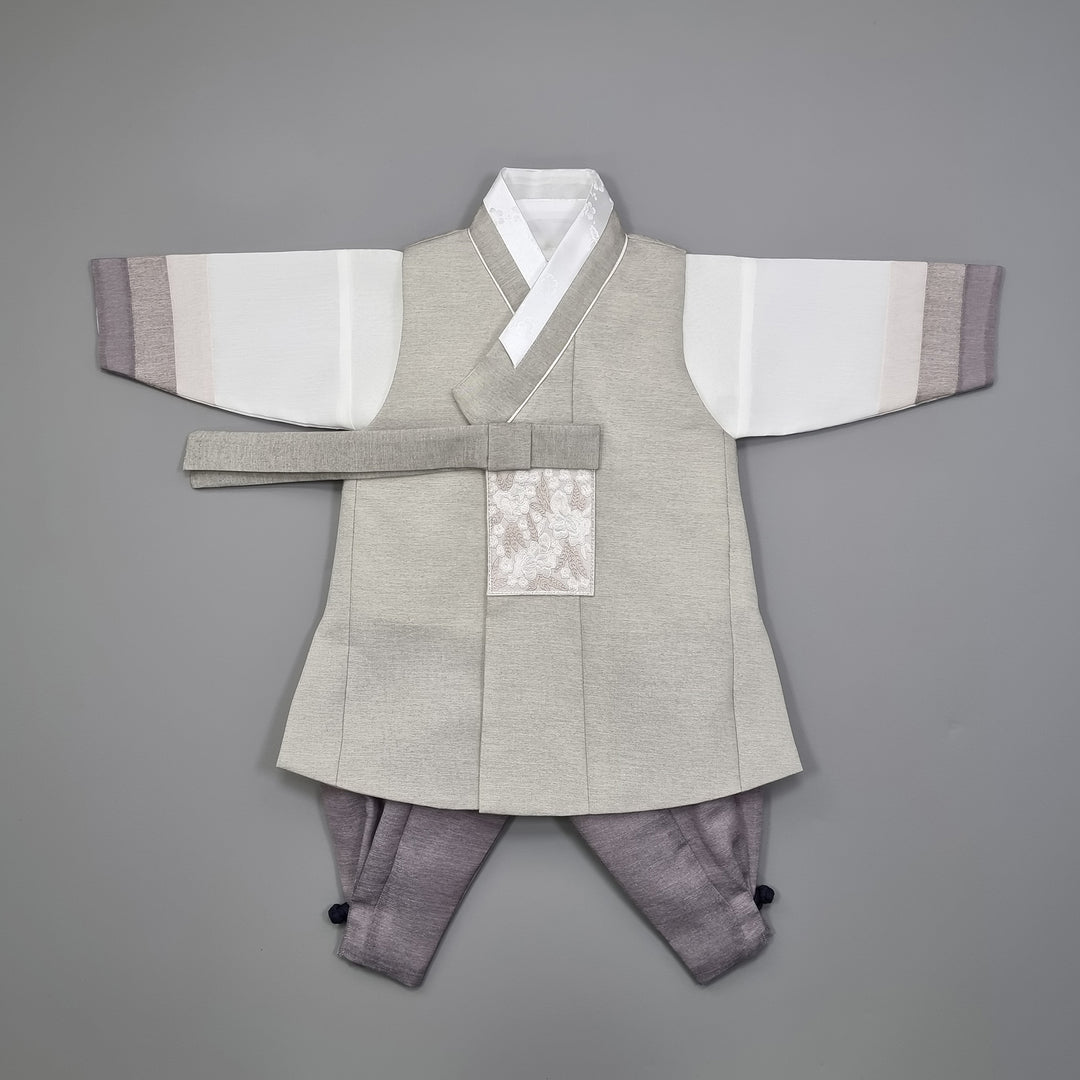 Korean Traditional Boy Baby Hanbok Dol Baikil Party Celebration 100th Days 1-15 Ages Light Green Khaki 색동 HGB114