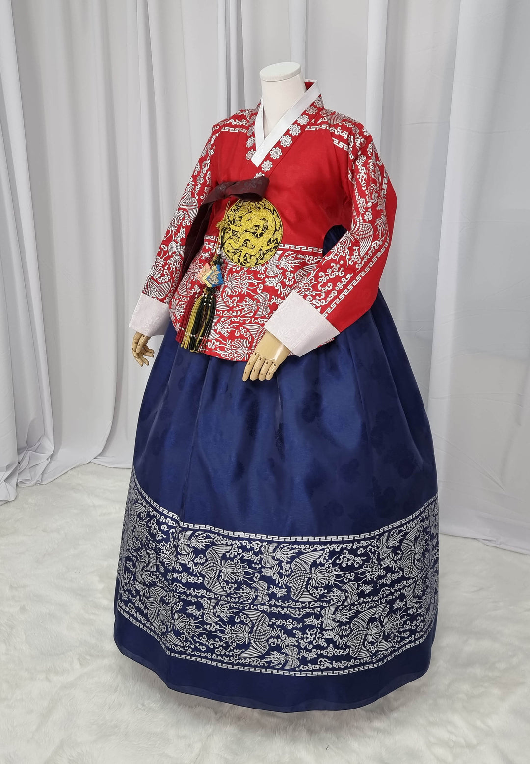 Korean Traditional Woman Personal Custom Hanbok Wedding Party Ceremony High Quality Print Dangui 당의 Queen Princess Design Hanbok Red Navy OSW144