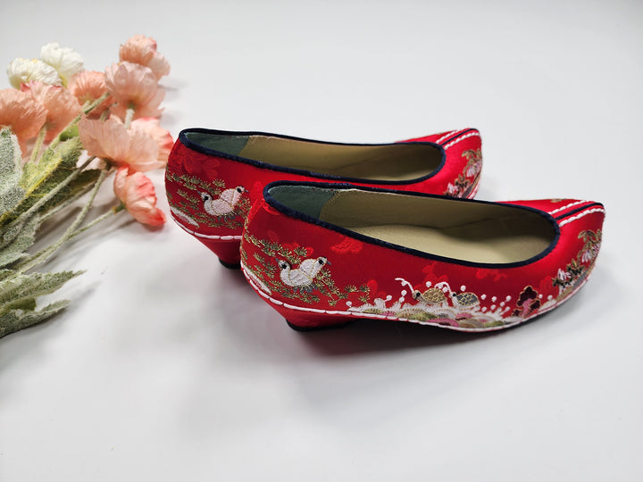 Korean Traditional Hanbok Shoes Socks for Woman Girl Red&nbsp;Embroidery Footwear Wedding Birthday JTWS109