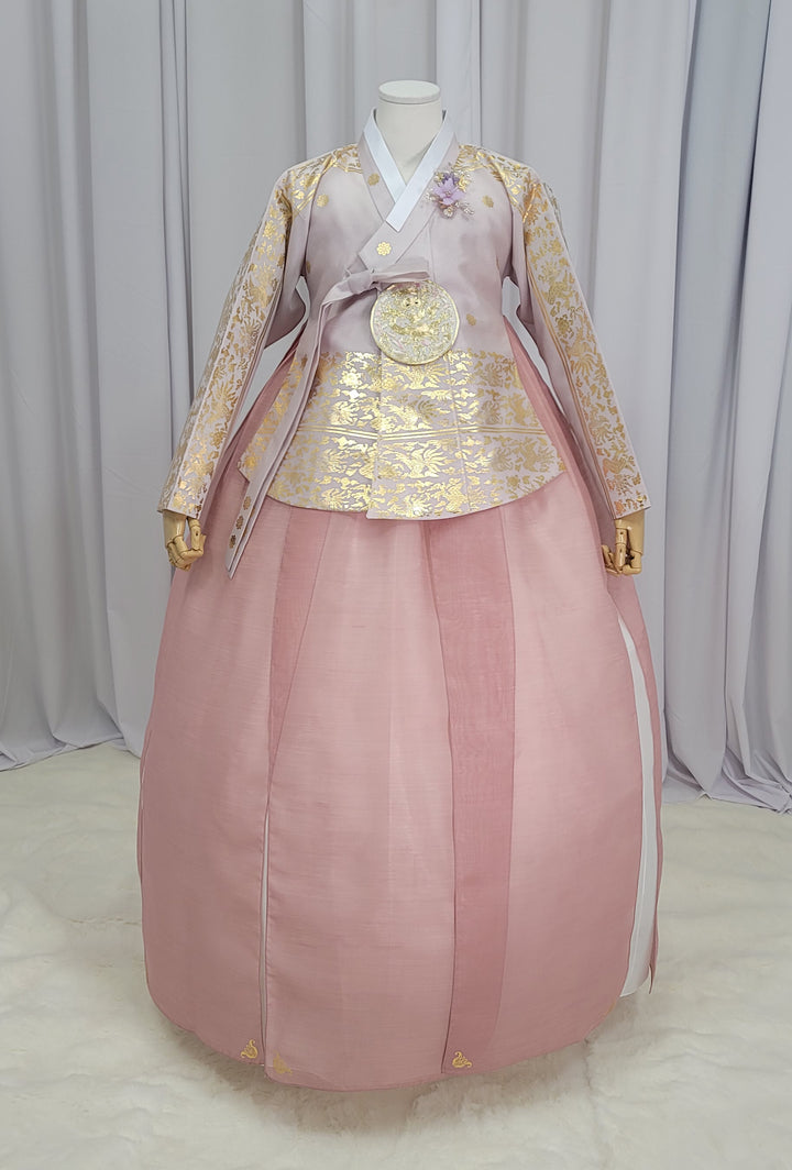 Korean Traditional Woman Personal Custom Hanbok Wedding Party Ceremony High Quality Print Dangui 당의 Queen Princess Design Hanbok Dark Pink Gold Print OSW152