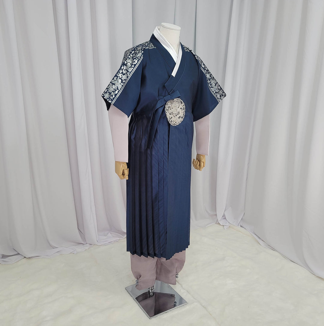 Korean Traditional Man Male Personal Custom Hanbok&nbsp; Green-Navy Kings Prince Design Wedding Party Ceremony OSM143