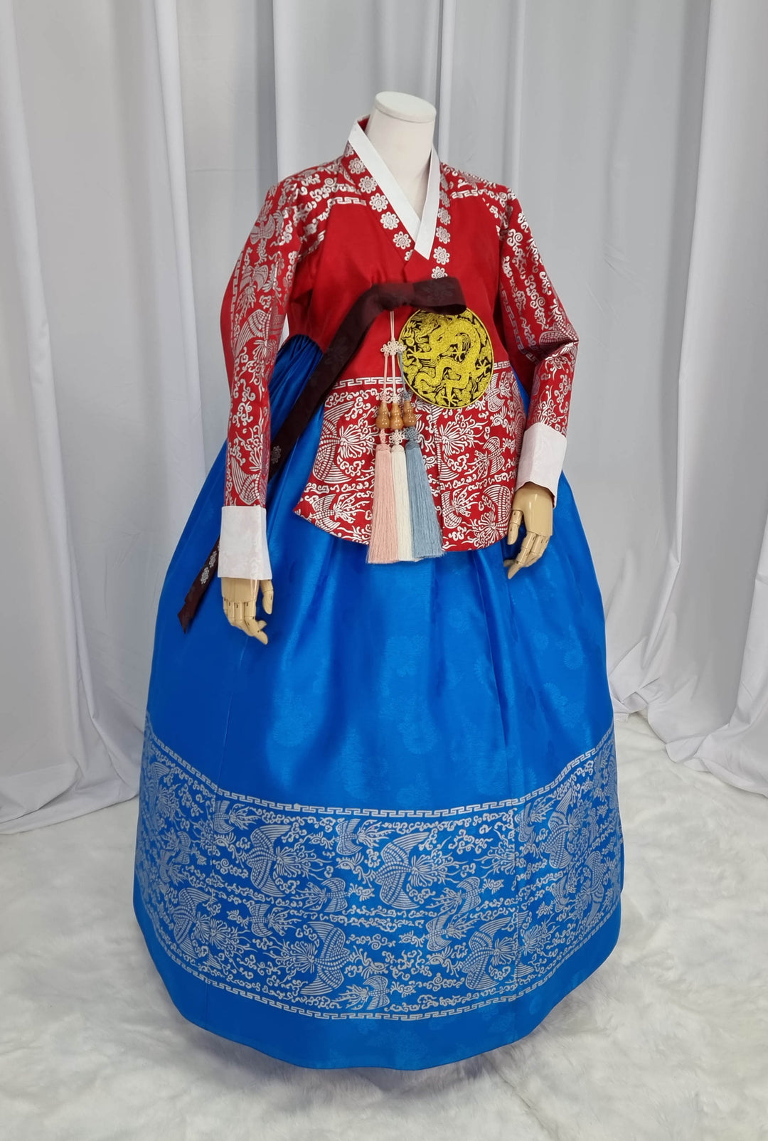 Korean Traditional Woman Personal Custom Hanbok Wedding Party Ceremony High Quality Print Dangui 당의 Queen Princess Design Hanbok Red Blue OSW145