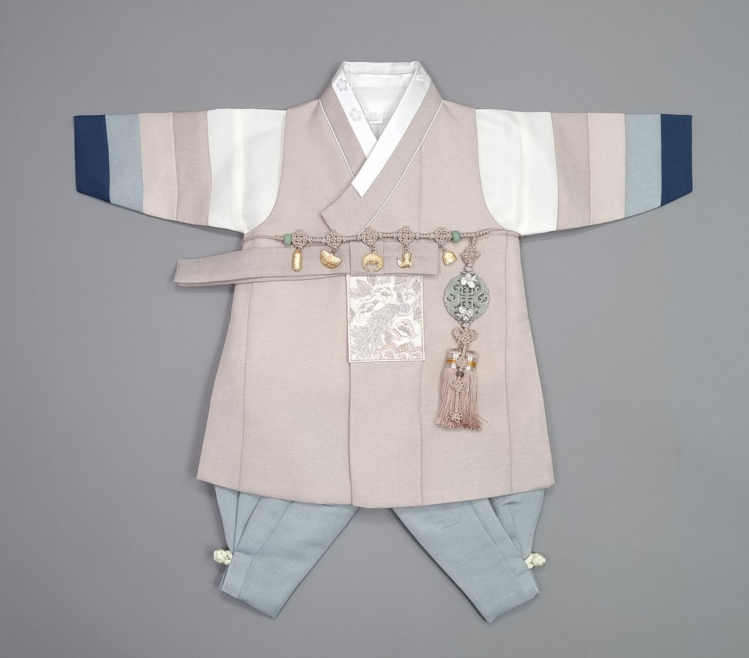 Hanbok Boy Baby Korea Traditional Clothing Set First Birthday Celebration Party 100th Birth Celebration 1–15 years Baby Beige Saekdong HGB109