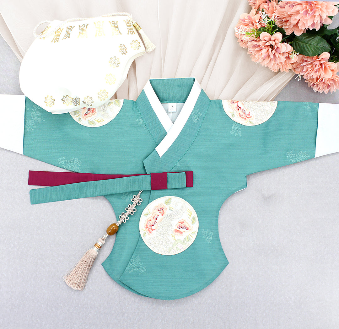 Hanbok Girl Baby Korea Traditional Clothing Set First Birthday Celebration Party Celebration 1–8 years Green Beige DGH105