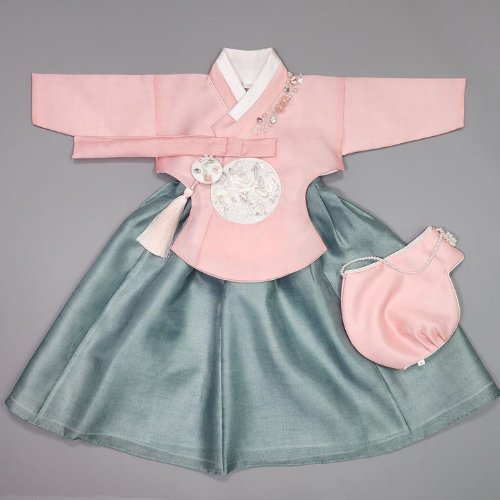 Hanbok Girl Baby Korea Traditional Clothing Set First Birthday Celebration Party 100th Birth1–15 years Pink Green HG106