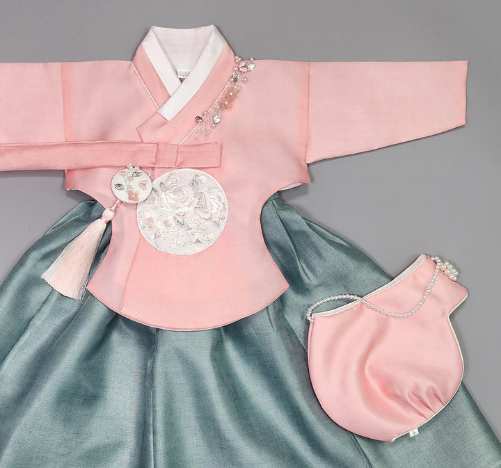 Hanbok Girl Baby Korea Traditional Clothing Set First Birthday Celebration Party 100th Birth1–15 years Pink Green HG106