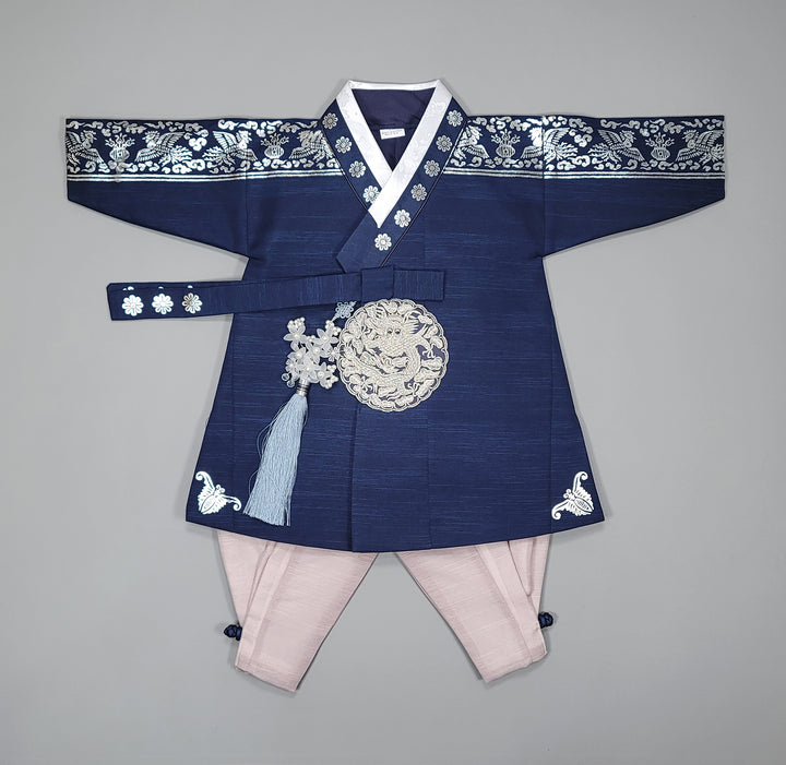 Korean Traditioanl Boy Baby Hanbok Dol Baikil Party Celebration 100th-8 Ages Silver Print