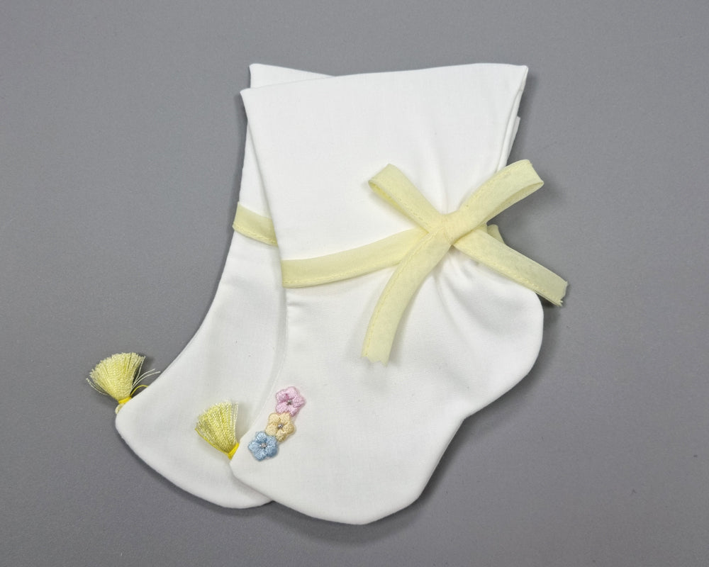 Korean Traditional Boy Girl Baby Hanbok Socks Beoseon 버선 White Ribbon Baikil Dol 1 Year SOC018