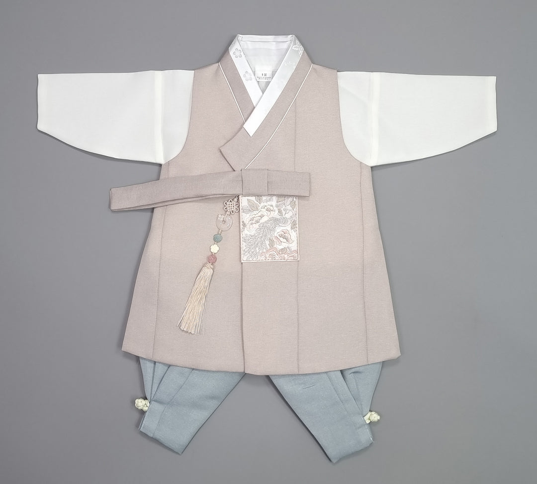 Hanbok Boy Baby Korea Traditional Clothing Set First Birthday Celebration Party 100th Birth Celebration 1–15 years Baby Beige HGB111