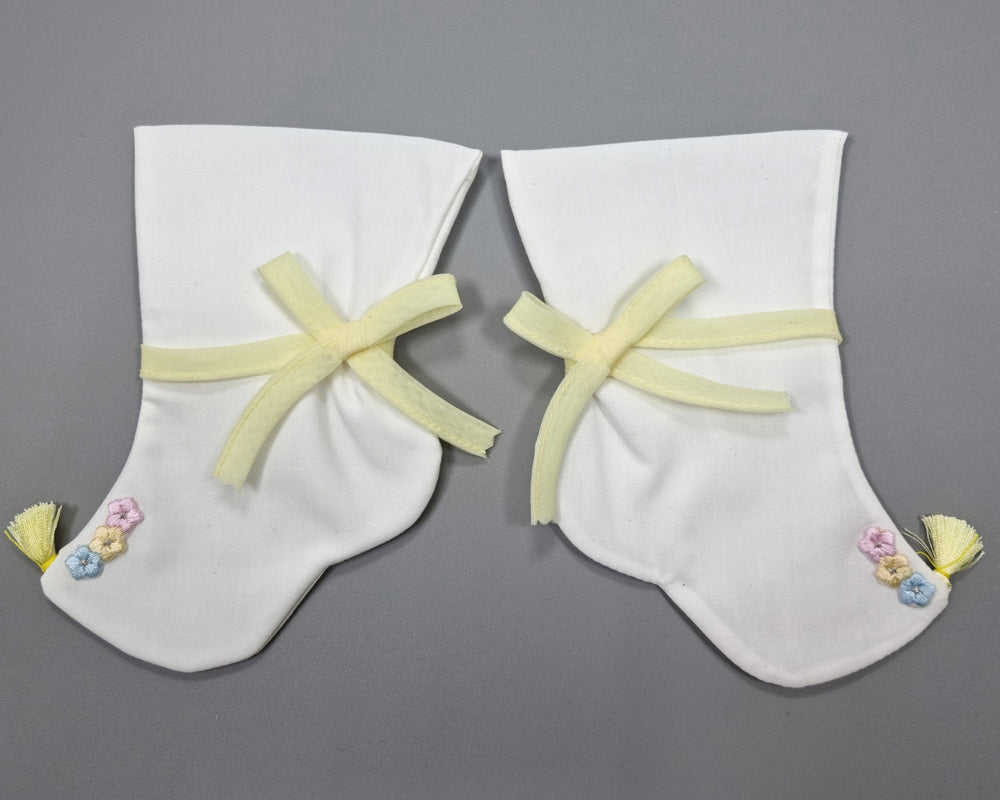 Korean Traditional Boy Girl Baby Hanbok Socks Beoseon 버선 White Ribbon Baikil Dol 1 Year SOC018