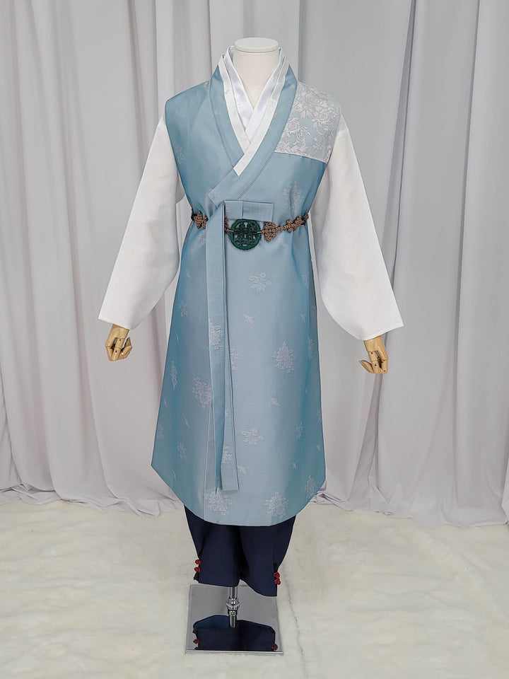 Korean Traditional Man Male Personal Custom Hanbok&nbsp; Light Blue Dad Son Couple Wedding Party Ceremony OSM150