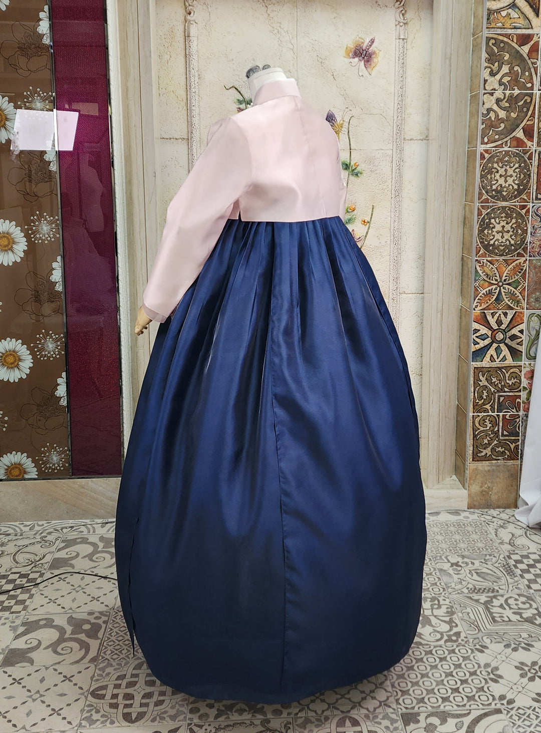 Korean Traditional Woman Personal Custom Hanbok Wedding Party Ceremony Pink Navy Hanbok OSW008