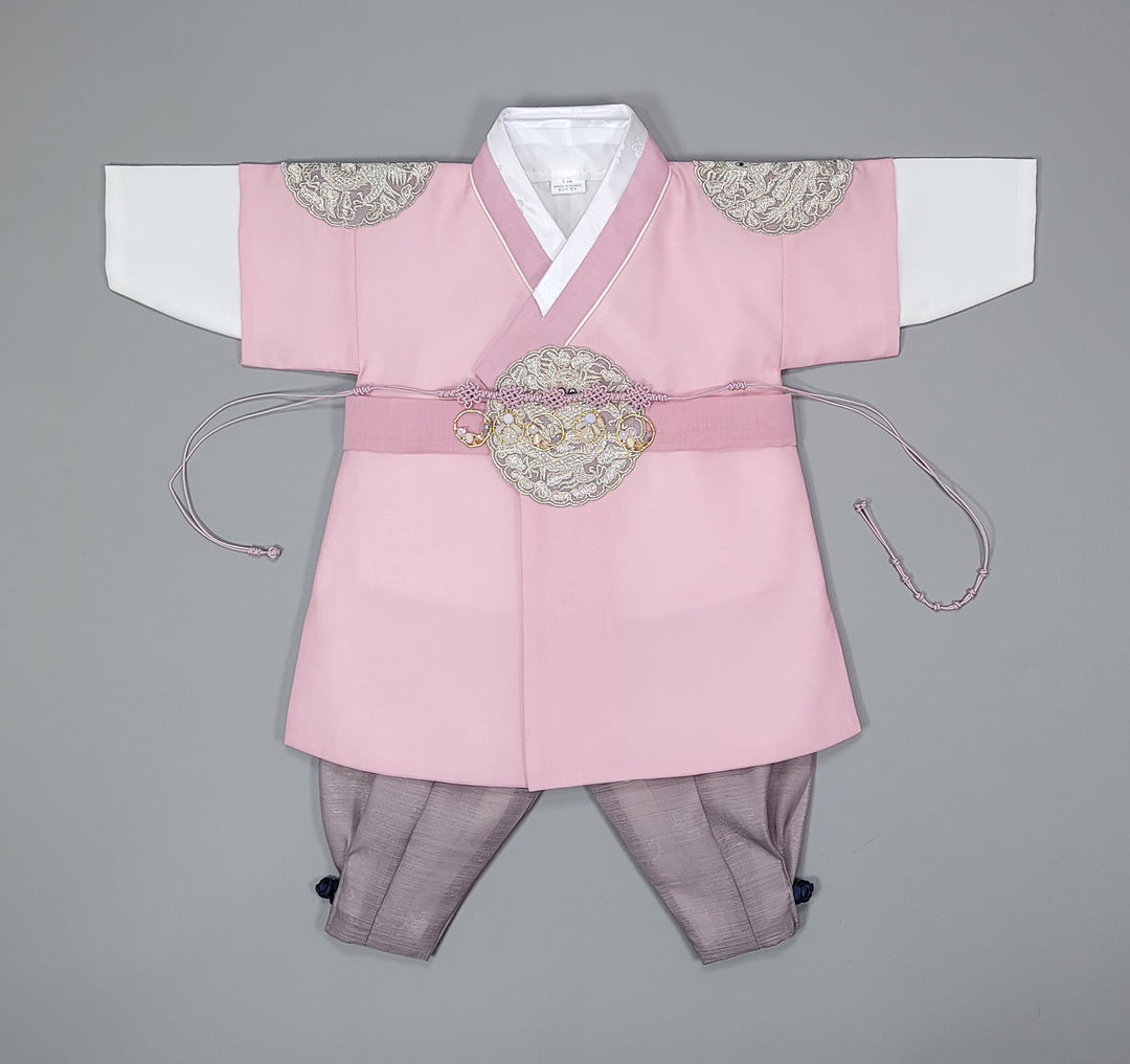 Korean Traditioanl Boy Baby Hanbok Dol Baikil Party Celebration 100th-8 Ages Pink Kings Design