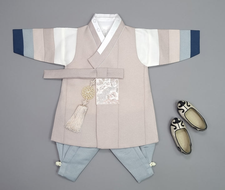 Hanbok Boy Baby Korea Traditional Clothing Set First Birthday Celebration Party 100th Birth Celebration 1–15 years Baby Beige Saekdong HGB109