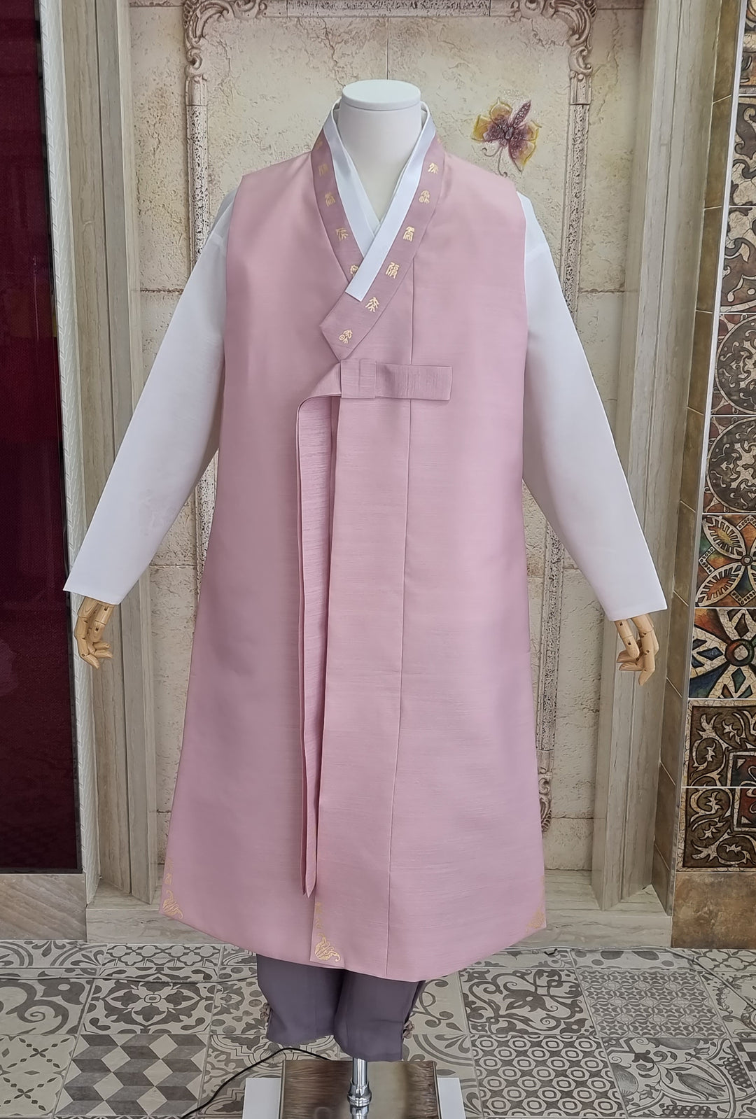 Korean Traditional Man Personal Custom Hanbok Wedding Party Ceremony Pink Groom Father Hanbok OSM132