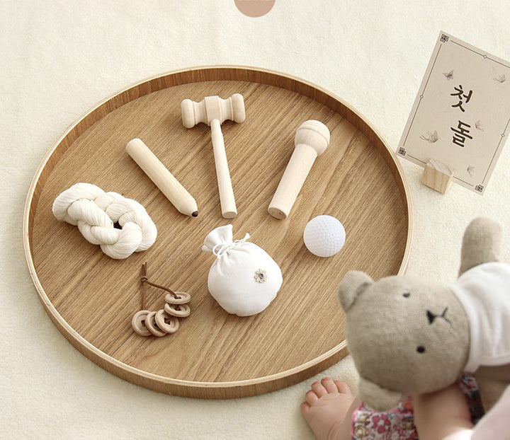 Korean 1st Birthday Dol Party Ceremony Wood Doljabi Kit 돌잡이 세트 7 Items