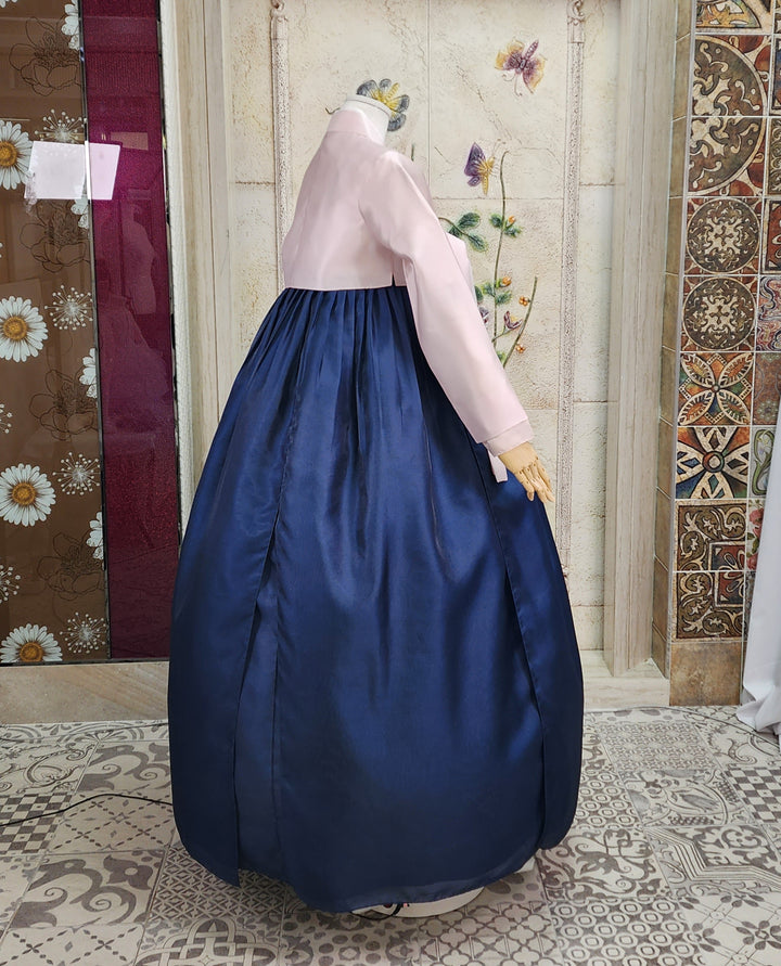 Korean Traditional Woman Personal Custom Hanbok Wedding Party Ceremony Pink Navy Hanbok OSW008