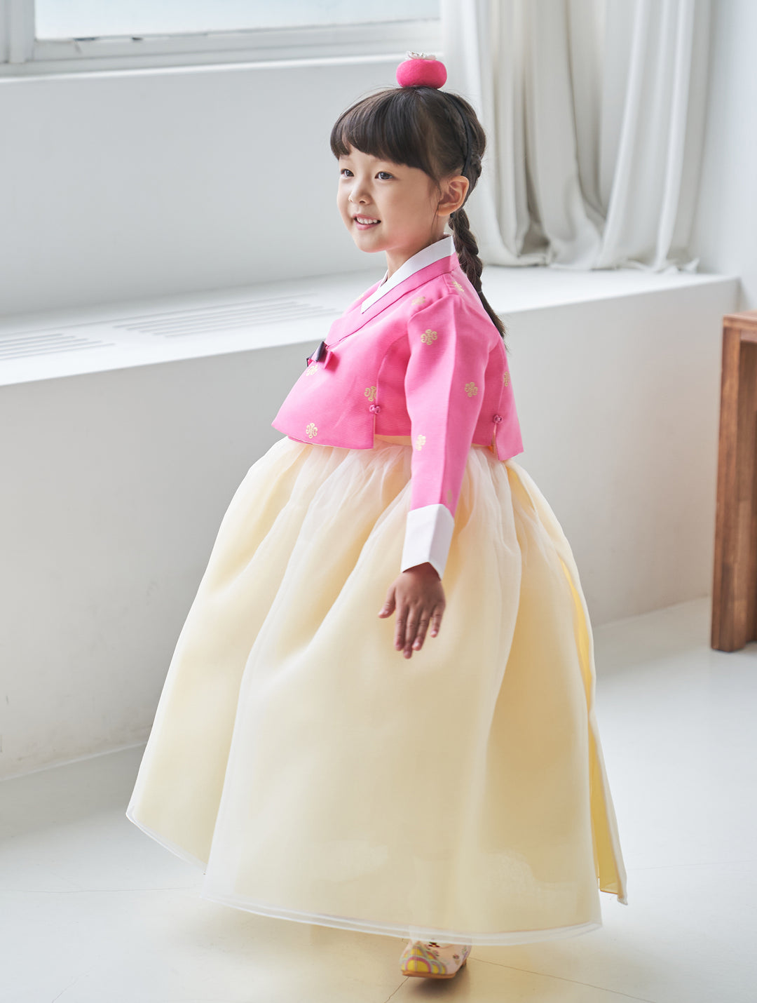 Hanbok Girl Baby Korea Traditional Clothing Set First Birthday Celebration Party 100th Birth Celebration 1-10 years Pink Yellow