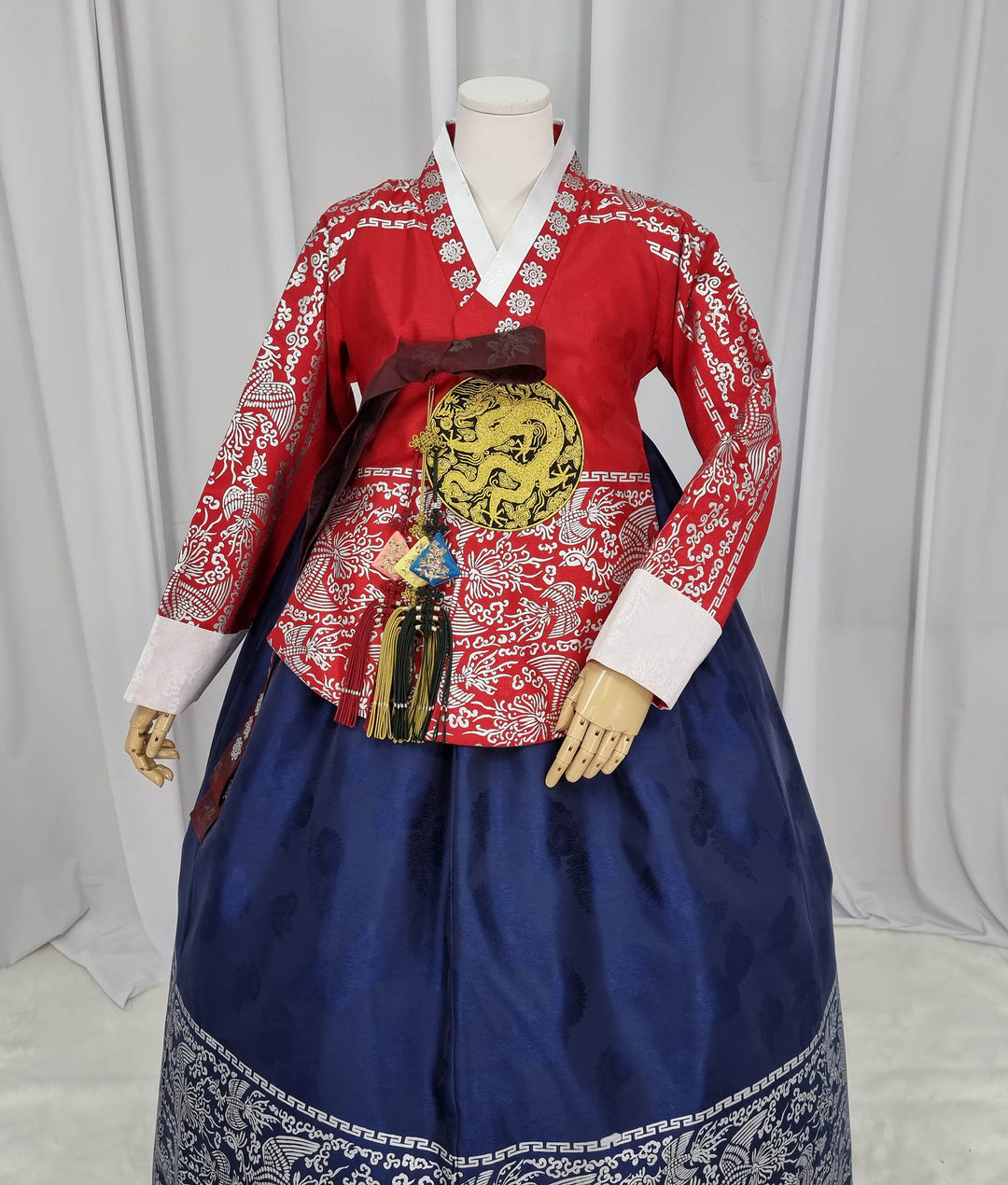 Korean Traditional Woman Personal Custom Hanbok Wedding Party Ceremony High Quality Print Dangui 당의 Queen Princess Design Hanbok Red Navy OSW144