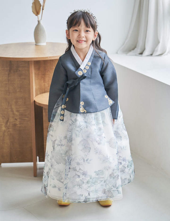 Hanbok Girl Baby Korea Traditional Clothing Set First Birthday Celebration Party Celebration 1-8 years Green Flower