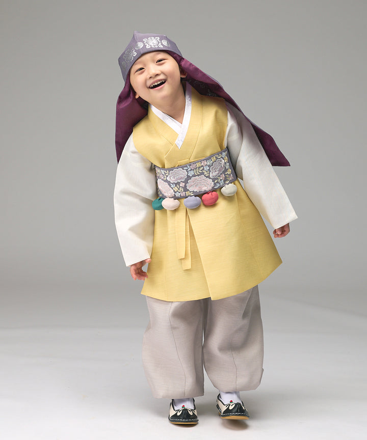 Korean Traditional Boy Baby Hanbok Dol Baikil Party Celebration 100th Days 1-10 Years Yellow DDB123