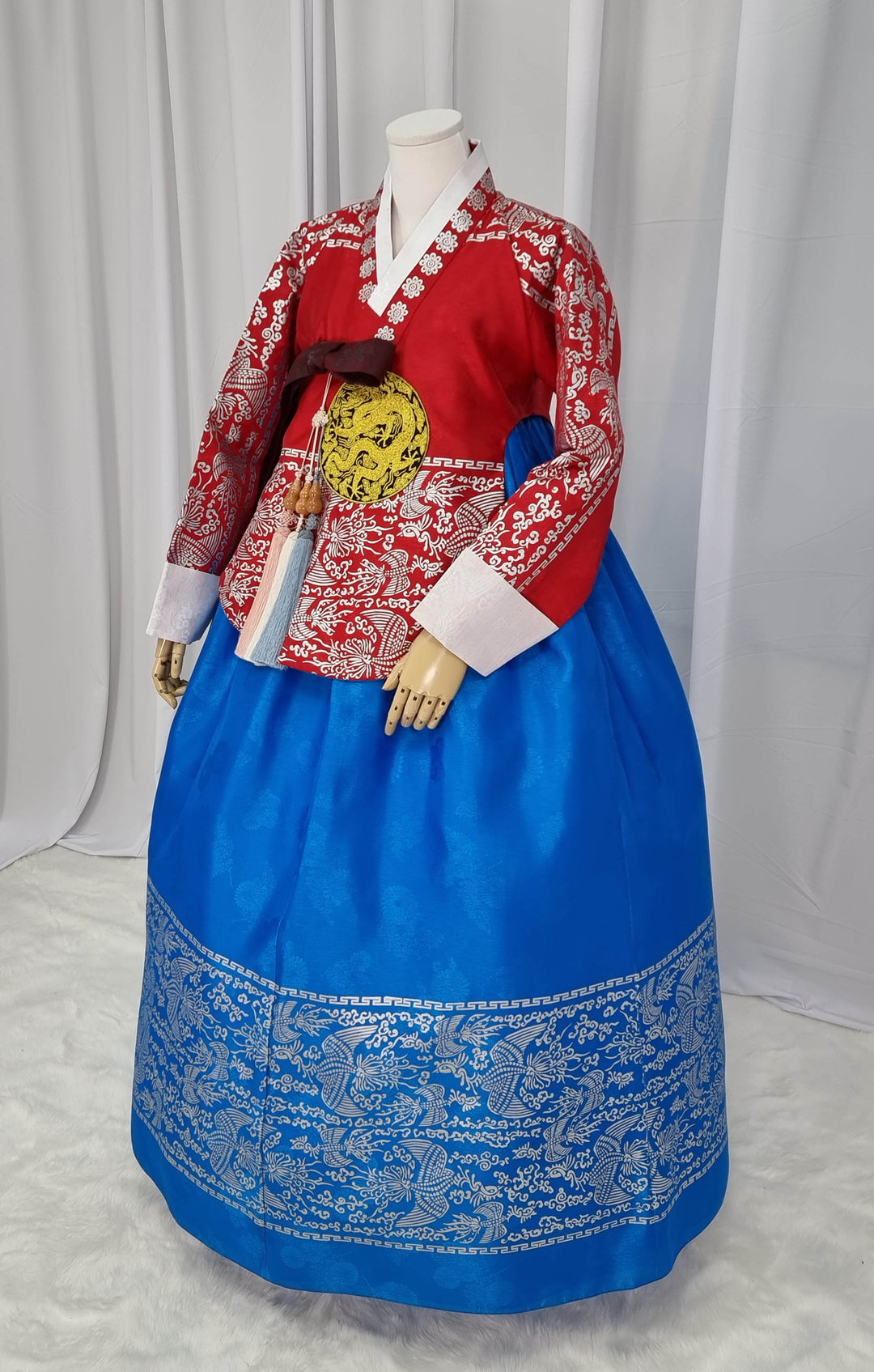 Korean Traditional Woman Personal Custom Hanbok Wedding Party Ceremony High Quality Print Dangui 당의 Queen Princess Design Hanbok Red Blue OSW145