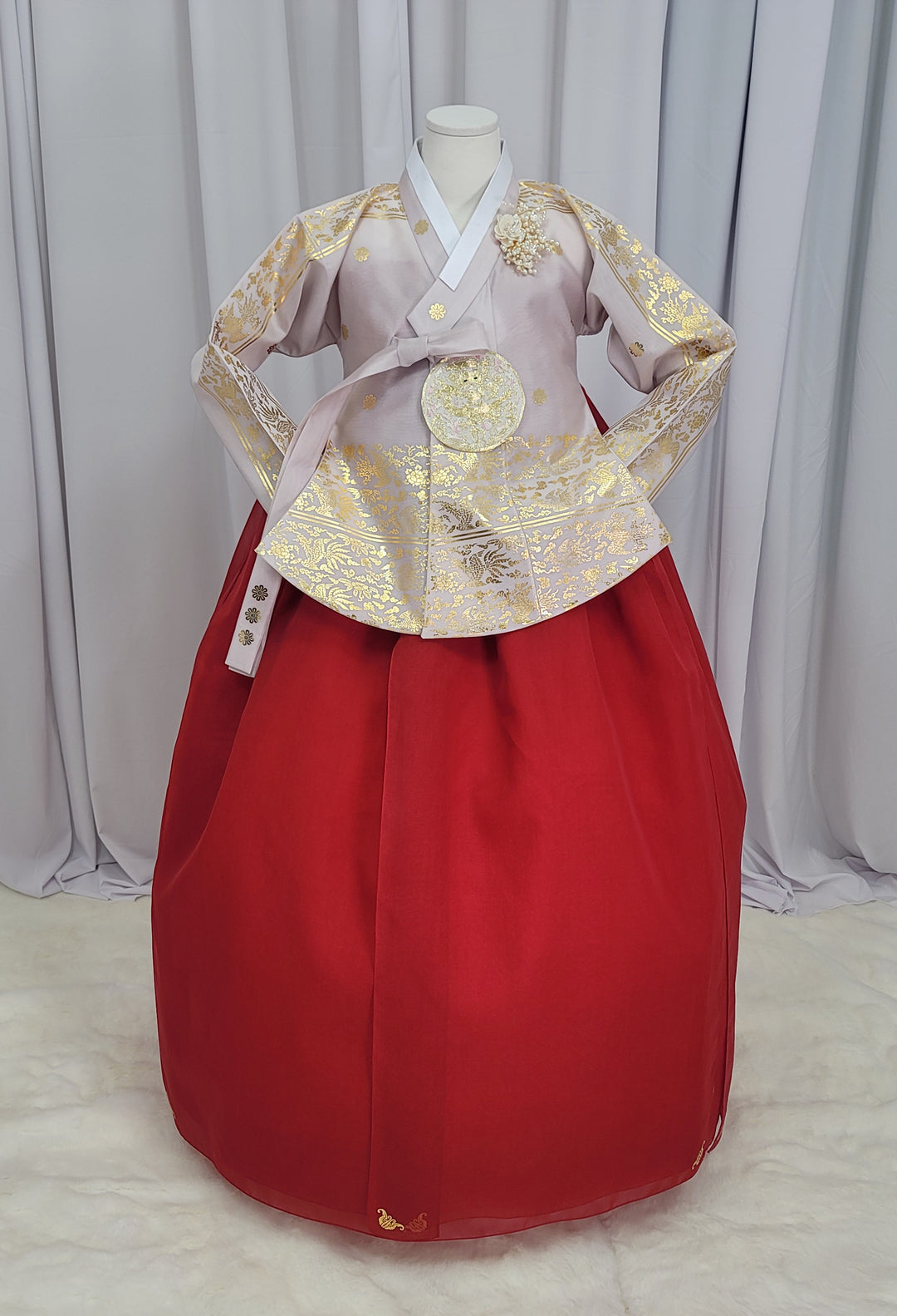 Korean Traditional Woman Personal Custom Hanbok Wedding Party Ceremony High Quality Print Dangui 당의 Queen Princess Design Hanbok Red Gold Print OSW151