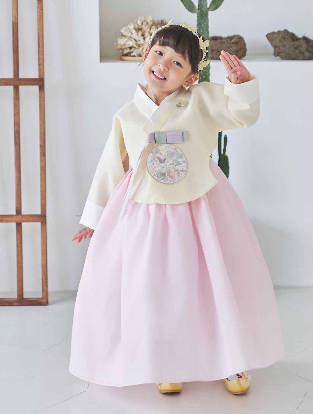 Hanbok Girl Baby Korea Traditional Clothing Set First Birthday Celebration Party 100th Birth Celebration 1-10 years Light Pink Yellow