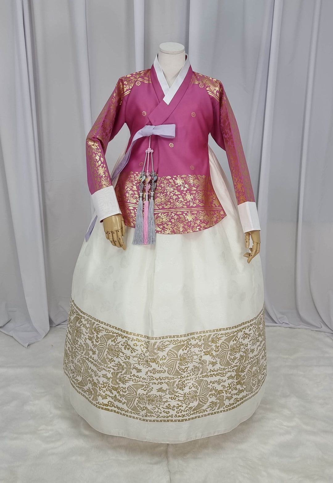 Korean Traditional Woman Personal Custom Hanbok Wedding Party Ceremony High Quality Print Dangui 당의 Queen Princess Design Hanbok Pink Ivory OSW146