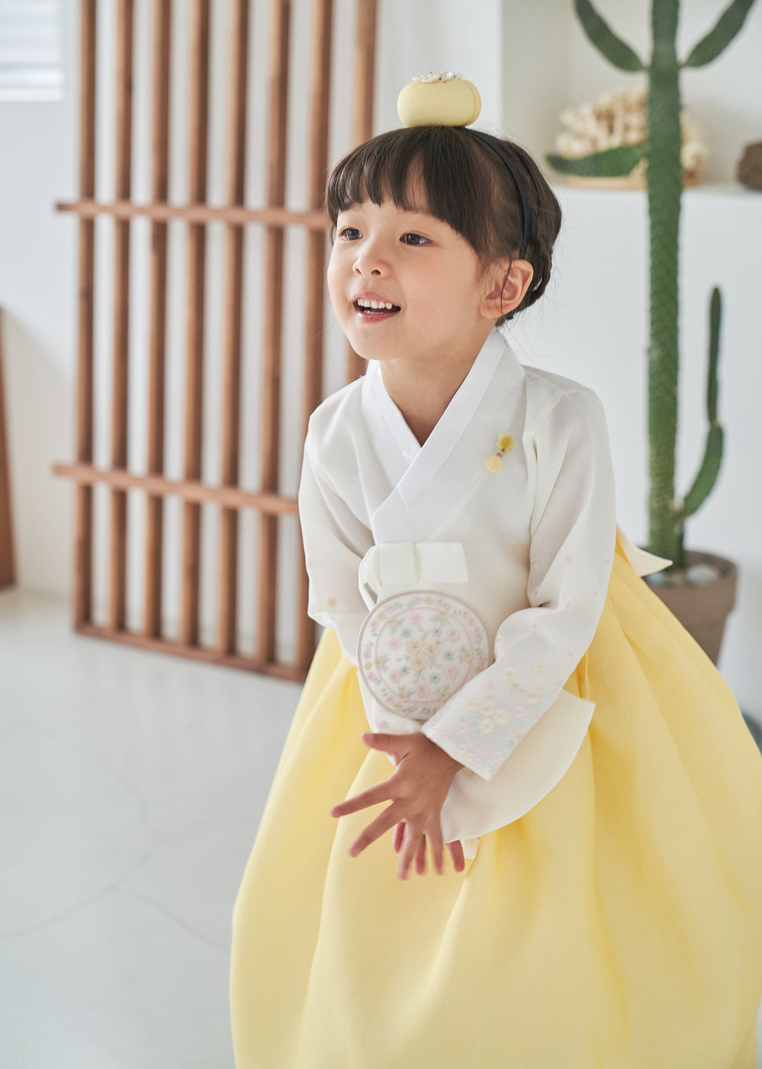 Hanbok Girl Baby Korea Traditional Clothing Set First Birthday Celebration Party 100th Birth Celebration 1-10 years Ivory Yellow