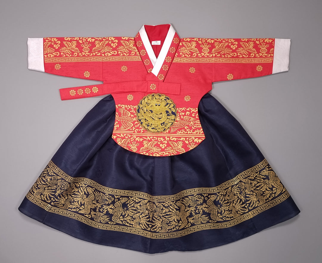 Hanbok Dress Girl Baby Korea Traditional Clothing Set First Birthday Celebration Party 100th Birth1–15 years Gold Print HG132