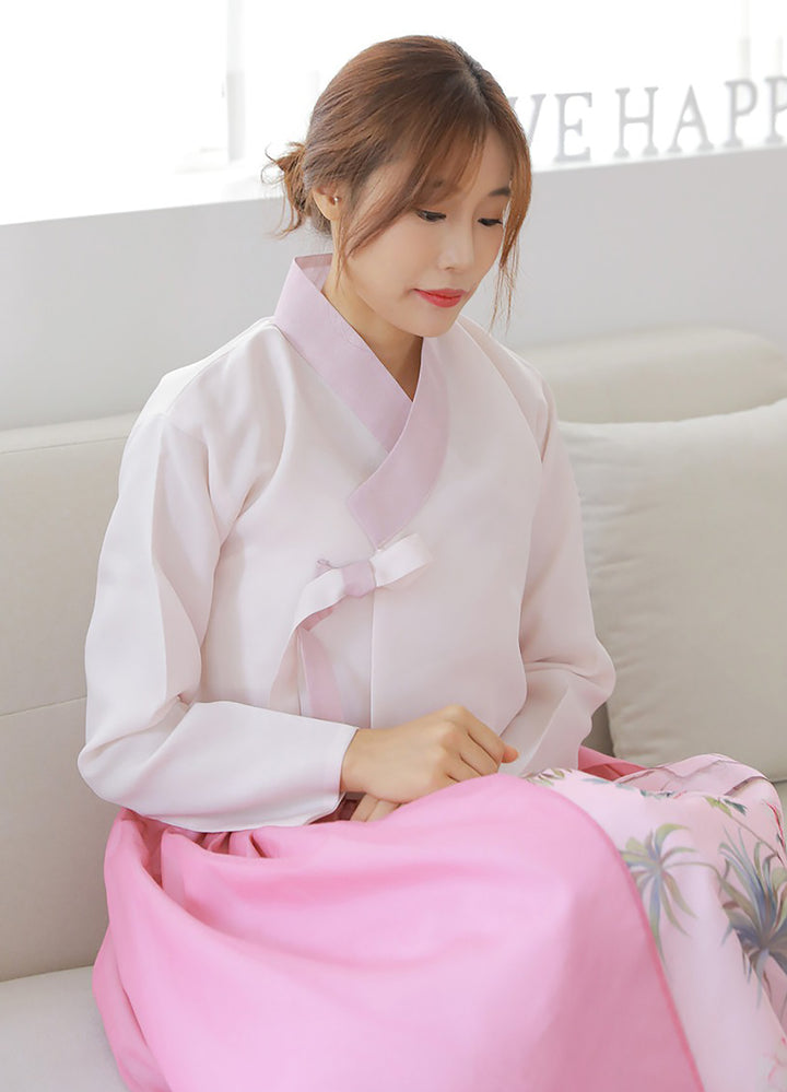 Korean Modern Daily Hanbok Casual Modernized Party Celebration Dress Top Jeogori Skirt Pink SSN002