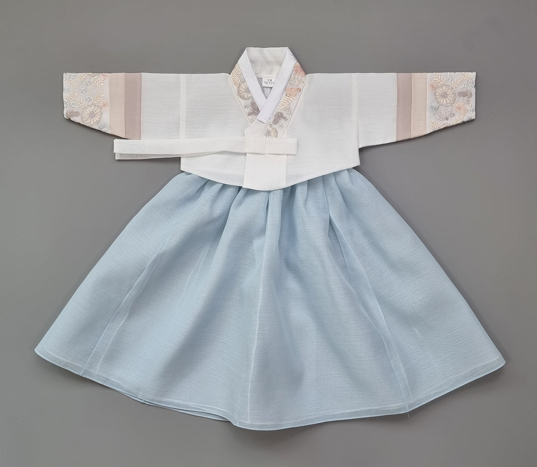 Hanbok Boy Girl Baby Korea Traditional Clothing Set First Birthday Celebration Party 100th Birth Celebration 1–15 years Light Blue HGB205