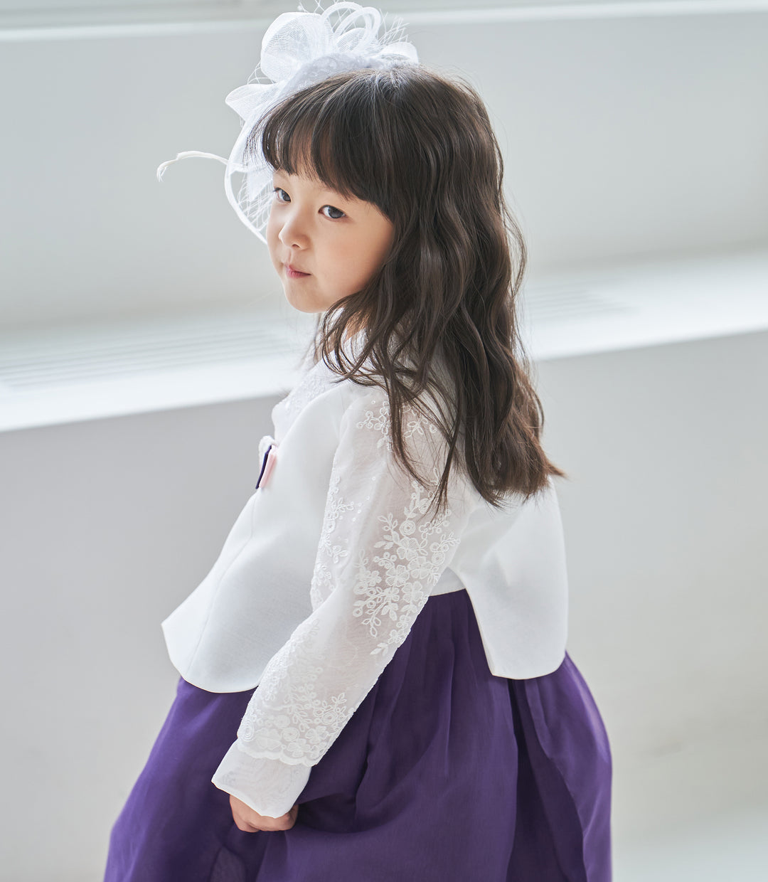 Hanbok Girl Baby Korea Traditional Clothing Set First Birthday Celebration Party Celebration 1 -8 years White Beads Embroidery Purple