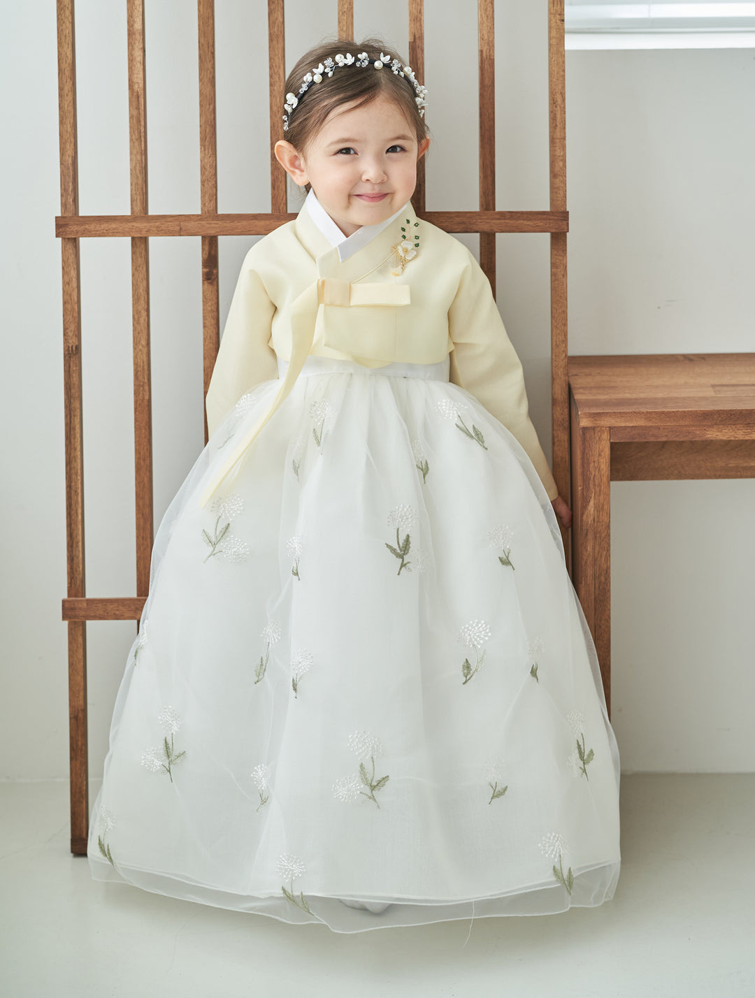 Hanbok Dress Girl Baby Korea Traditional Clothing Set First Birthday Celebration Party Celebration 100th Days Baikil Pastel Yellow 1–8 Years Dress OS107